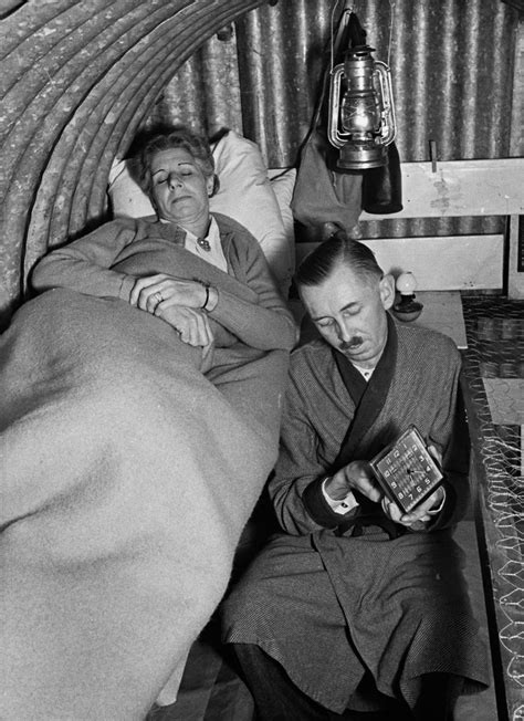 Mr And Mrs Murray Bed Down For The Night In Their Anderson Shelter