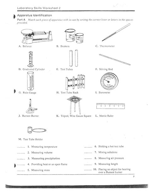 Common Lab Equipment Worksheet Answers