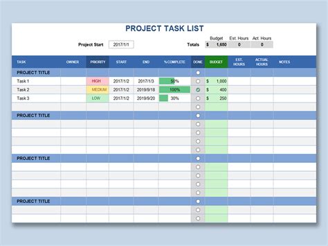 Excel Of Project Task List Templatexlsx Wps Free Templates Images And