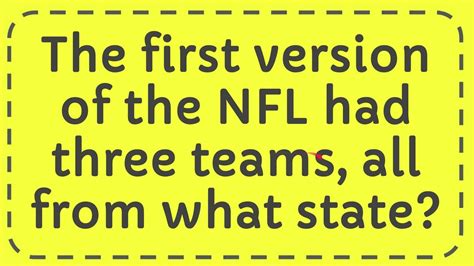 The First Version Of The NFL Had Three Teams All From What State