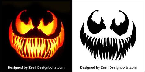 Free Venom Scary Halloween Pumpkin Carving Stencils Patterns