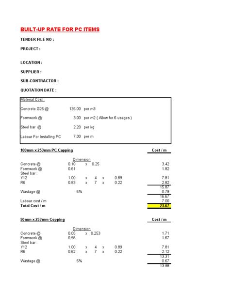Proper concrete placement rates will help contractors avoid formwork bulging and blowouts. Build Up Rate Format - Precast Concrete