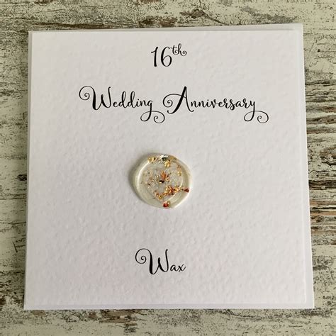 Th Wedding Anniversary Card Wax Sixteenth Anniversary Etsy Uk