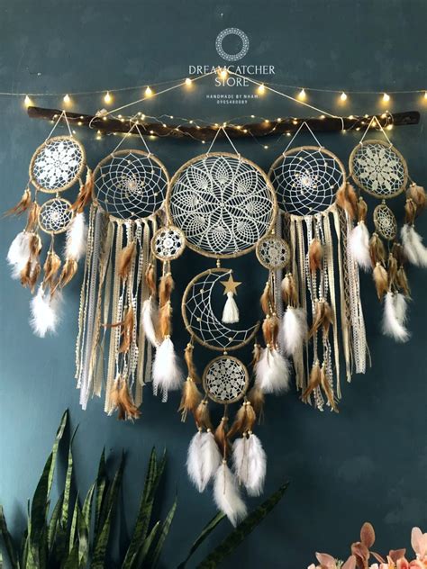 Dreamcatcher Moon And Stars Hanging Over The Bed Large Dream Catcher