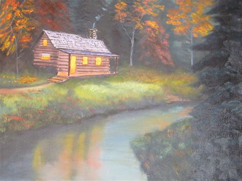 Cabin In The Woods Painting By Shairozion Erickson