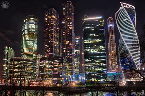 Moskva City Skyline In Winter Night Artlook Photography