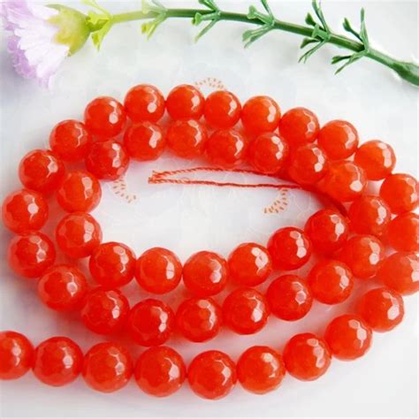 Hot Sale Orange Chalcedony Jades Faceted Round Stone Loose Beads Mm