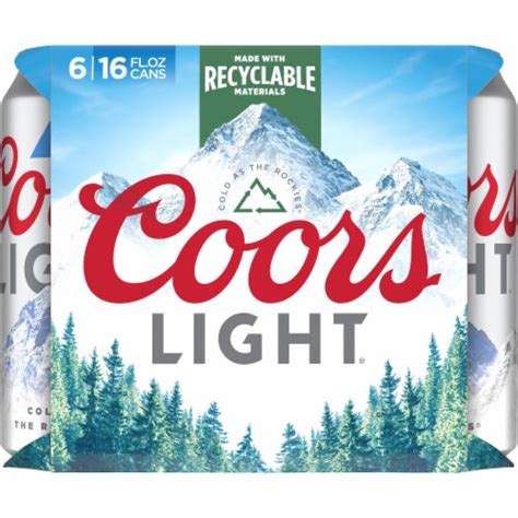 Coors Light American Style Light Lager Beer 6 Cans 16 Fl Oz Smith