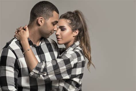 Beautiful Couple Posing In Studio Stock Image Image Of Caucasian