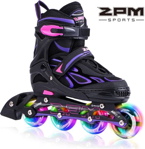 2pm Sports Vinal Girls Adjustable Flashing Inline Skates All Wheels