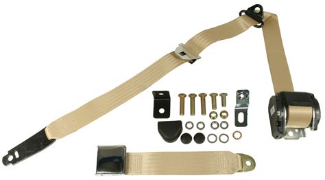 Front Seat Belt 3 Point Inertia With Chrome Buckle And Cream Webbing Ebay