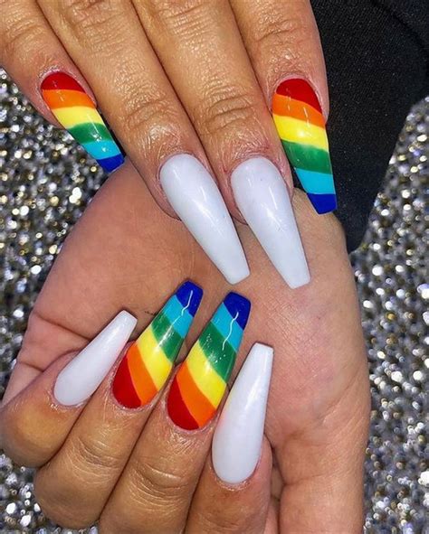 Coffin Rainbow Nails Coffin Rainbow Nail Designs Novocom Top If You Like French Fade Also