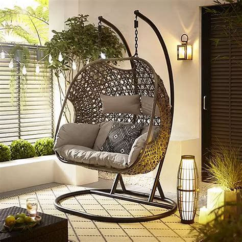 Kaleidoscope Brampton Rattan Style Double Cocoon Hanging Chair By