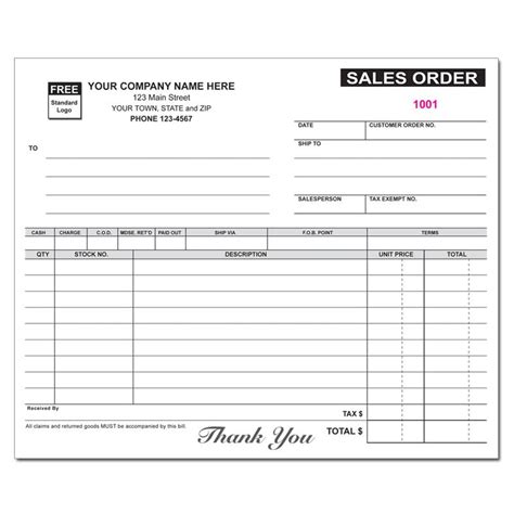 Sales Order Forms Custom Printed 3 Part Carbonless Copies 8 12 X 7