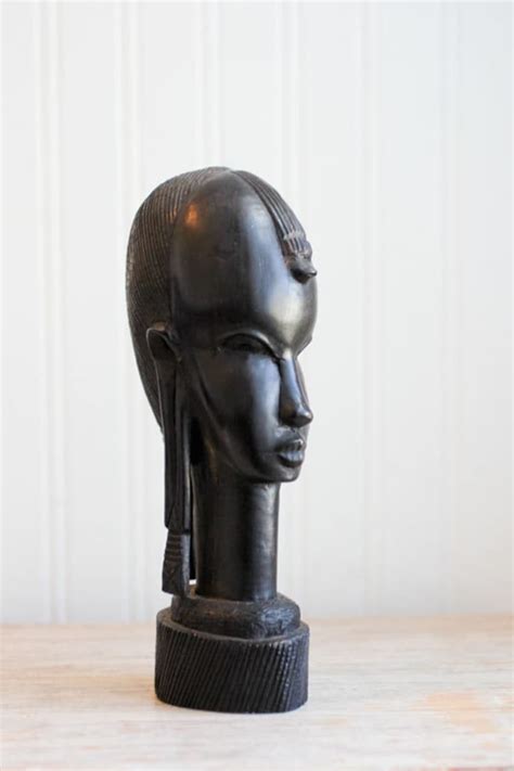 Ebony Wood African Bust African Carved Wood Tribal Decor Etsy