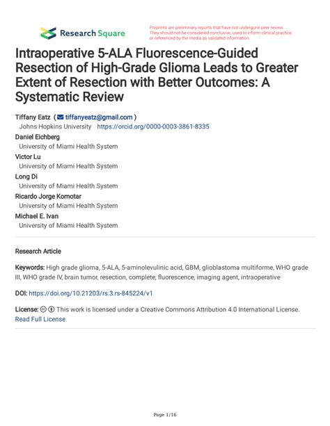 Pdf Intraoperative 5 Ala Fluorescence Guided Resection Of High Grade