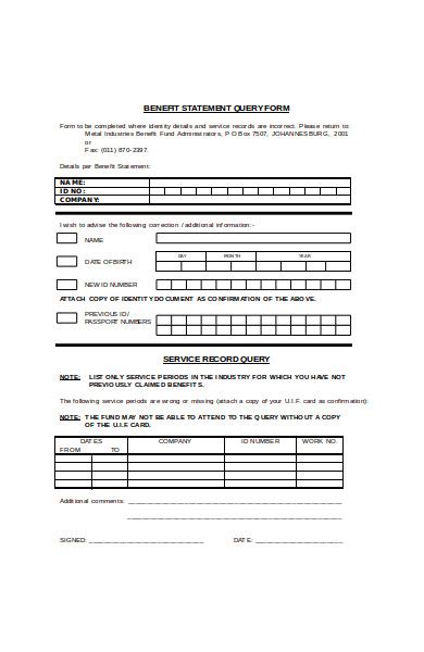 Free 50 Sample Query Forms In Pdf Ms Word