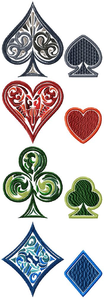 Advanced Embroidery Designs Playing Card Suit Set