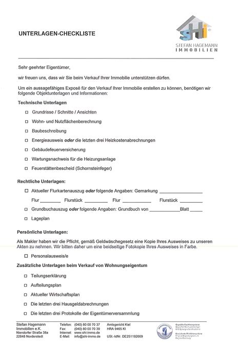Absender / name des mieters name/n telefon vorname/n telefon dienstl. Checkliste für den Verkauf Ihrer Immobilie kostenlos ...