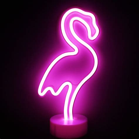 Led Flamingo Neon Light Sign Room Decor Night Lights With Base Indoor Lighting Battery