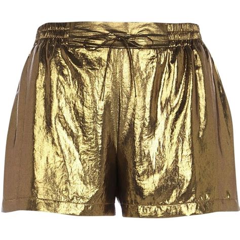 River Island Gold Metallic Runner Shorts Metallic Shorts Gold Shorts Metallic Gold Golden