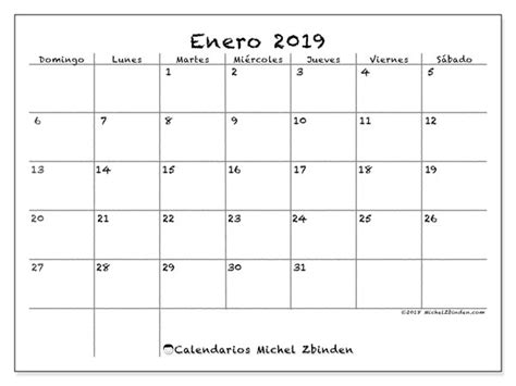 Calendario Enero 2019 77ds Michel Zbinden Es