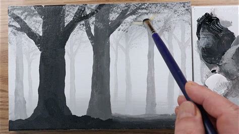 Daily Challenge 6 Acrylic How To Paint A Fog Forest In Acrylics