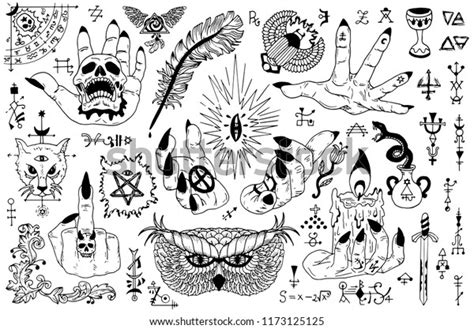Tattoo Design Set Gothic Icons Mystic Image Vectorielle De Stock