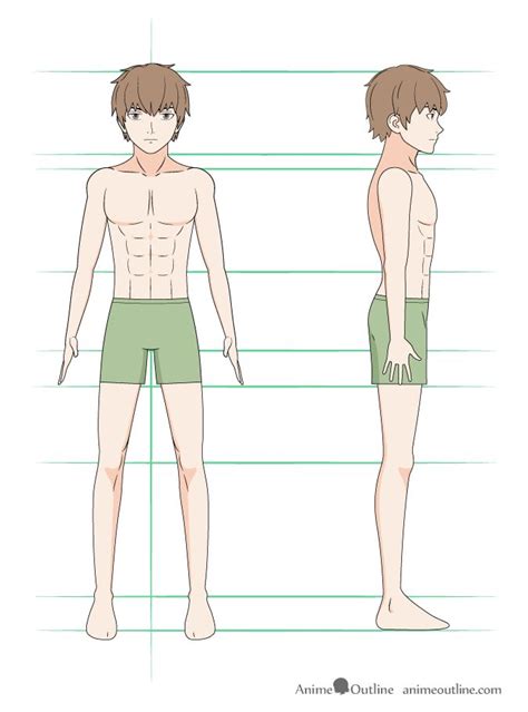 Typically, heroes have large eyes. How to Draw Anime Male Body Step By Step Tutorial - AnimeOutline in 2020 | Anime guys shirtless ...