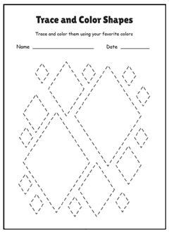 printable worksheet trace  color shapes diamond