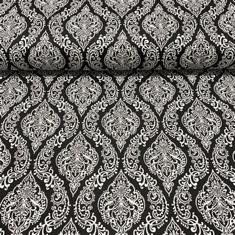 Black Damask Upholstery Fabric By The Yard Brocade Victorian Etsy