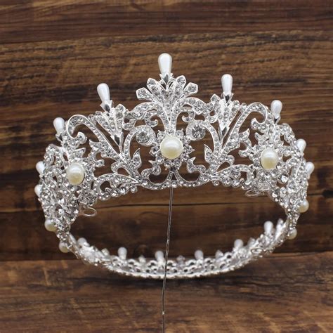 Gorgeous Beautiful Pearl Wedding Bridal Tiara Crown For Bride Women Prom Diadem Hair Ornaments