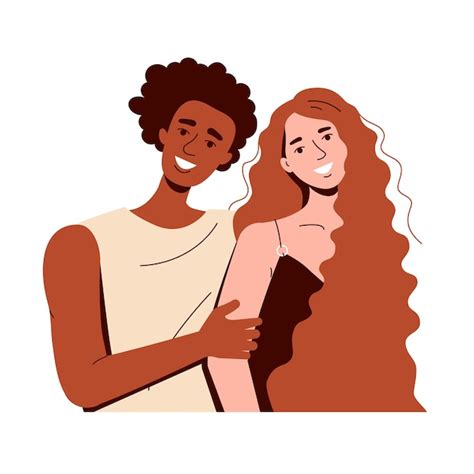 Premium Vector Happy Interracial Colored Couple Smiling A Guy And A