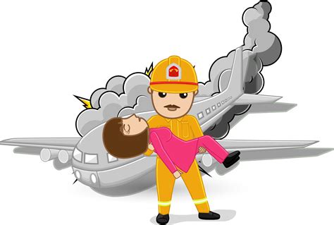 Rescue Training Rescue People Plane Crash Aviation Accident Cartoon