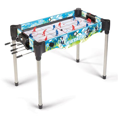 Table hockey, also called rod hockey, stick hockey, bubble hockey, and board hockey, is a game for two players, derived from ice hockey. STATS 36" Rod Soccer / Hockey Table Game