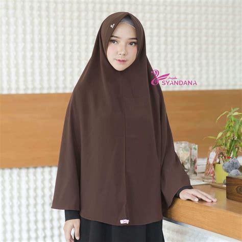 promo hijab khimar jilbab kerudung bergo syar i murah syandana warna cokelat shopee
