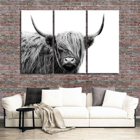 Highland Cow Multi Panel Canvas Wall Art Cow Wall Art Wall Art