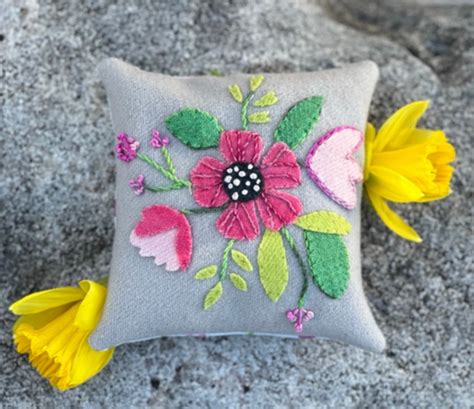 May Flowers Pincushion Kit Midway Wool