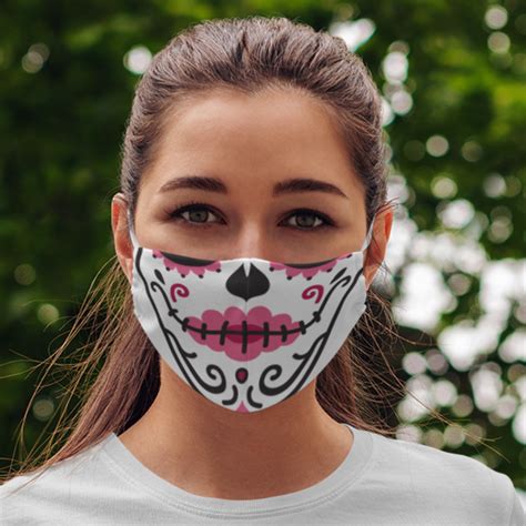 Pink Sugar Skull 7 Layer Face Mask In 2021 Halloween Face Mask Diy