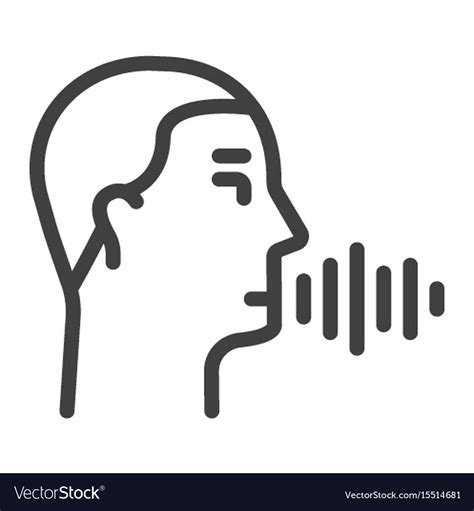 Speech Recognition Line Icon Voice Control Vector Image