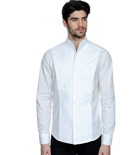 Standing Collar Shirt In White Complete Fashion High Collar Shirts