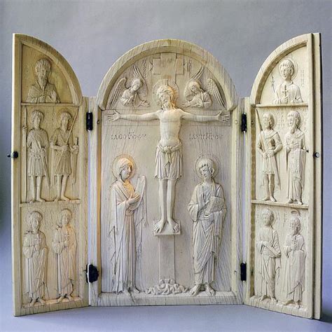 Ivory Triptych For Private Devotional Use Byzantine From