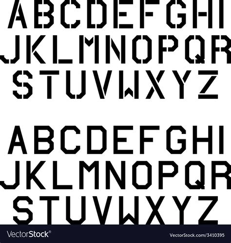Stencil Angular Font Alphabet Letters Royalty Free Vector