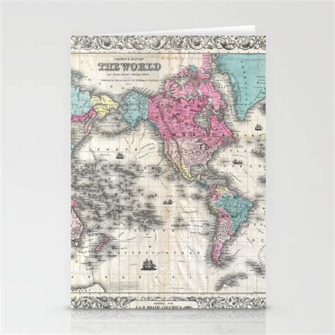 1852 Coltons Map Of The World On Mercators Projection Pocket Map