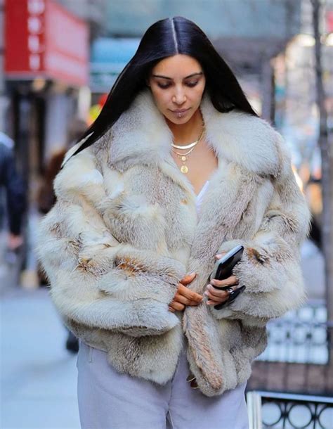 kim kardashian in fur coat out for lunch in nyc gotceleb