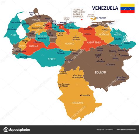 Venezuela Map And Flag Detailed Vector Illustration Stock Vector By
