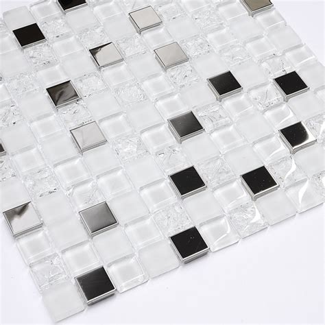 Modern White Glass Metal Mosaic Backsplash Tile Modern Mosaic Tile By Backsplash
