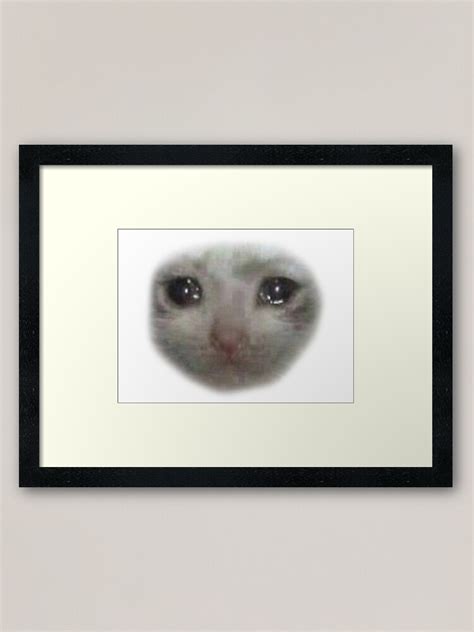 Crying Teary Eyed Sad Cat Meme Framed Art Print For Sale By