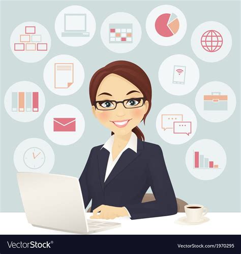 Businesswoman Vector Image On Vectorstock Teacher Cartoon Business Women Virtual Assistant