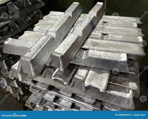 Aluminum Alloy Ingots Stacked In The Foreground Stock Photo Image Of